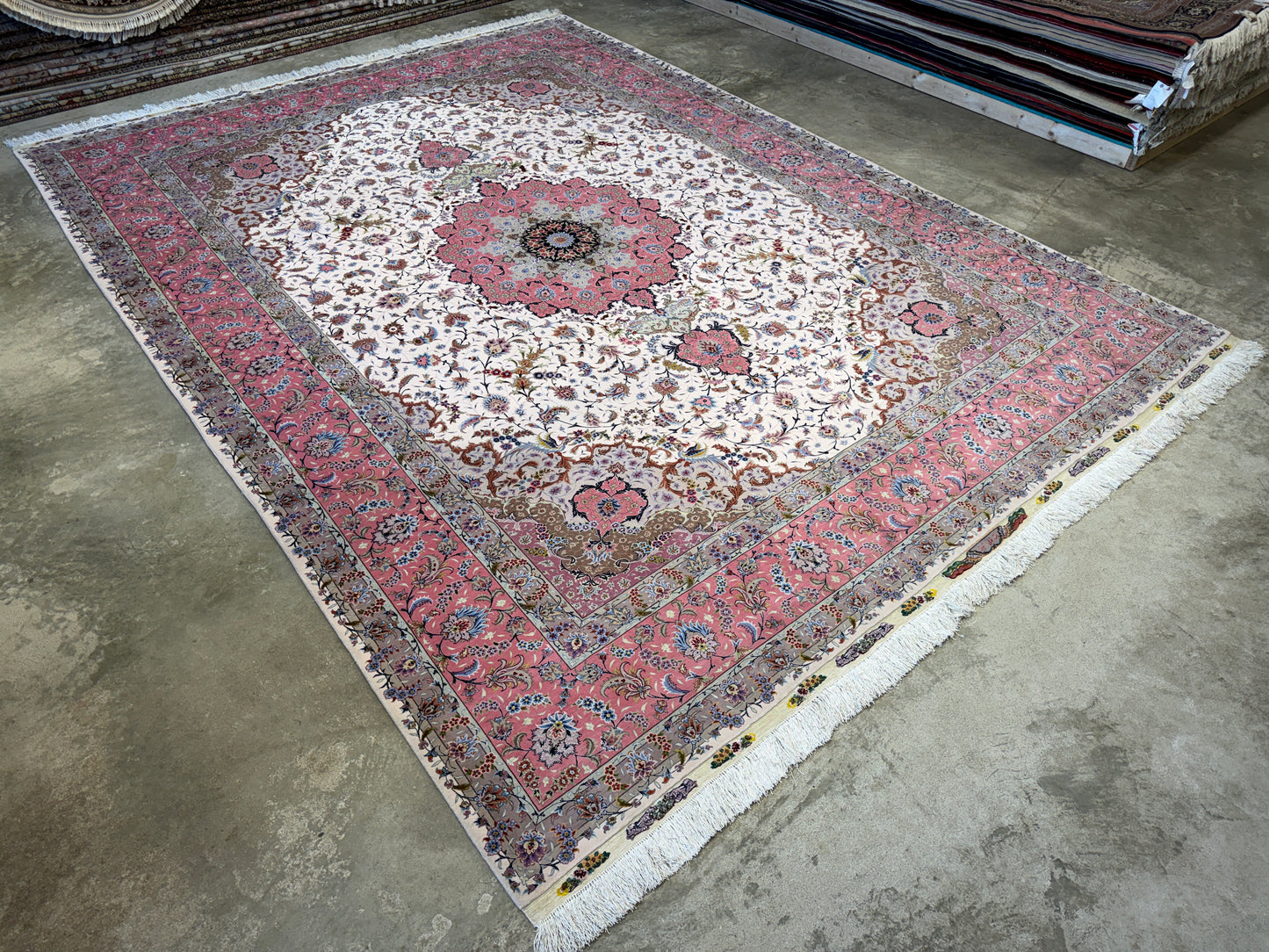 Hand-Knotted 80 Raj Persian Tabriz Rug - Signed Ghadimi - 9’9”x12’11”