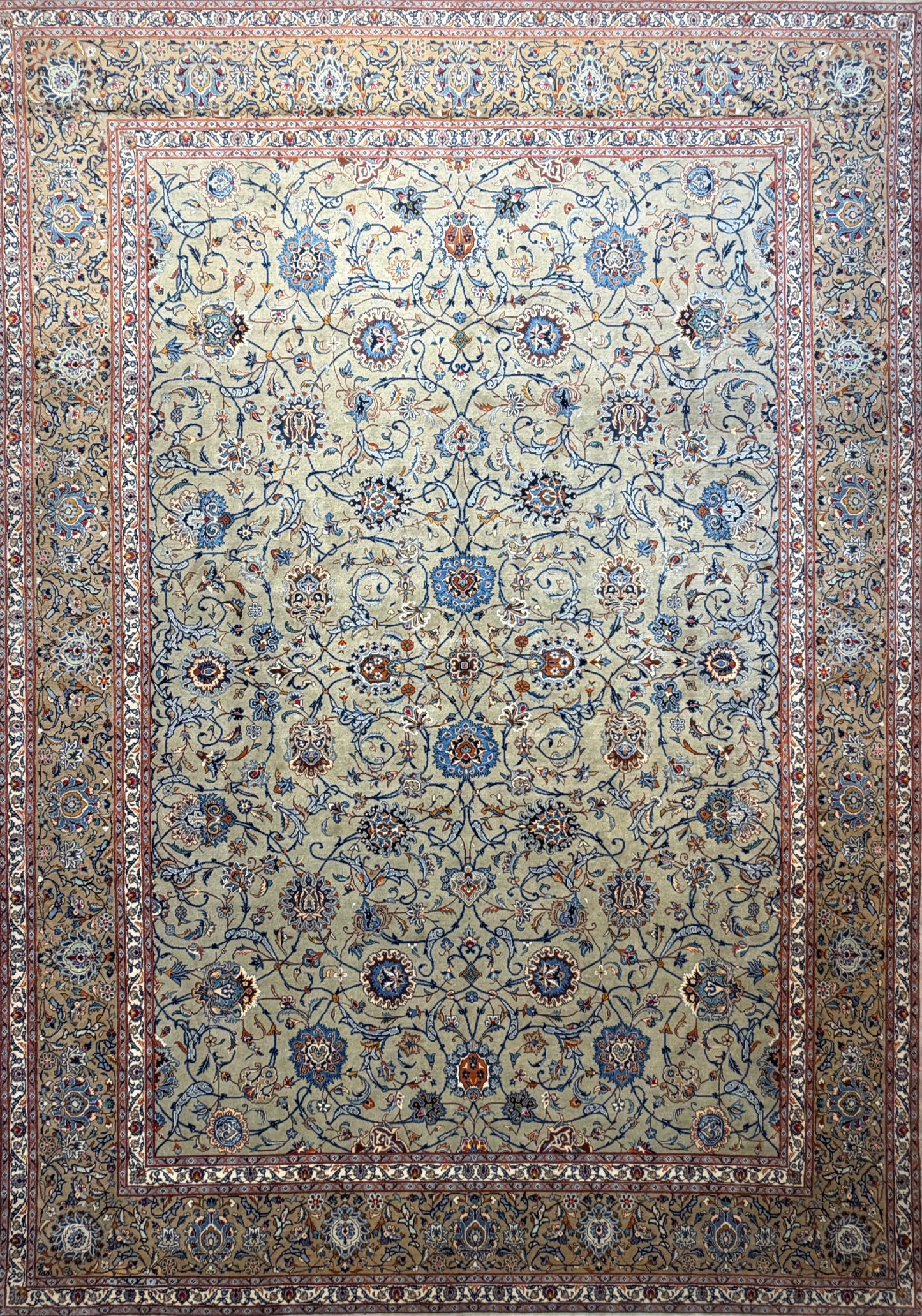 Hand-Knotted Persian Kashan Rug - 9’9”x13’8”