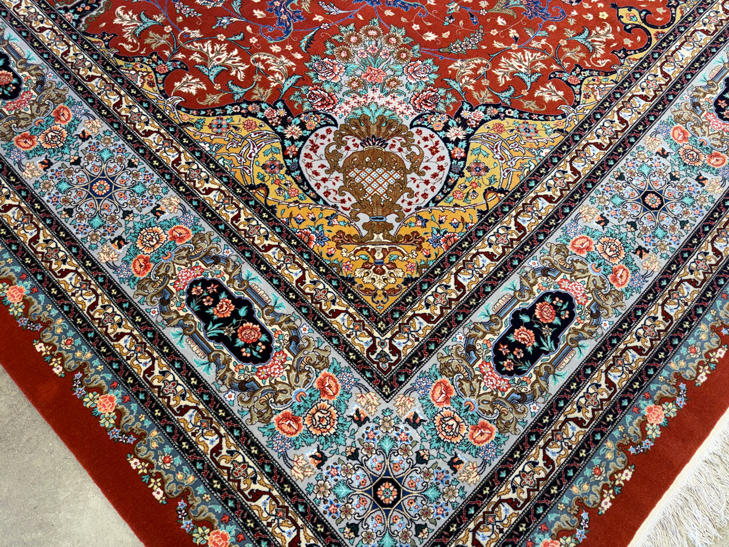 9’8”x13’3” Very Fine Hand-Knotted Persian Tabriz 80 Raj Signed Emad Fakher Area Rug