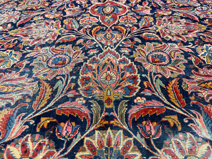 10’x13’7” Very Fine Antique Hand-Knotted Persian Kashan Area Rug