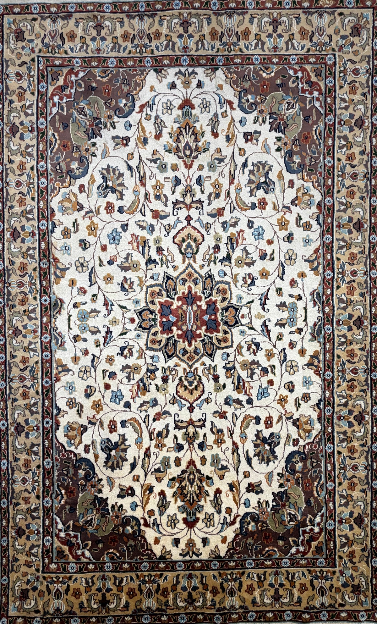 Hand-Knotted 100% Kashmiri Silk Rug - 4’11”x8’1”
