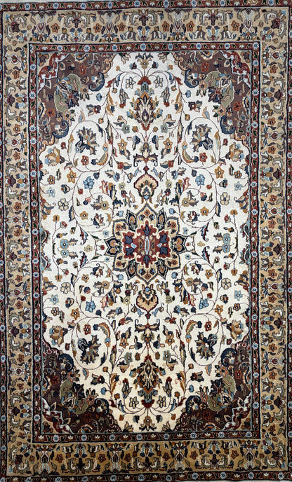 Hand-Knotted 100% Kashmiri Silk Rug - 4’11”x8’1”