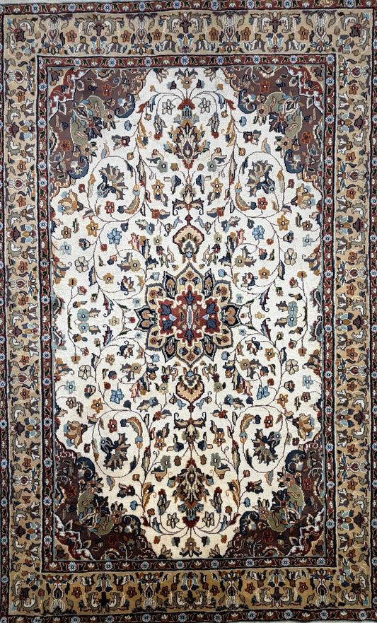 Hand-Knotted 100% Kashmiri Silk Rug - 4’11”x8’1”