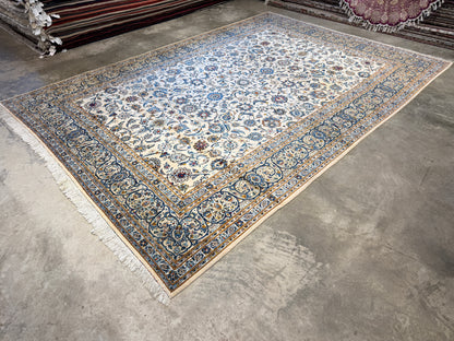 9’4”x13’3” Hand-Knotted Wool Persian Kashan Area Rug