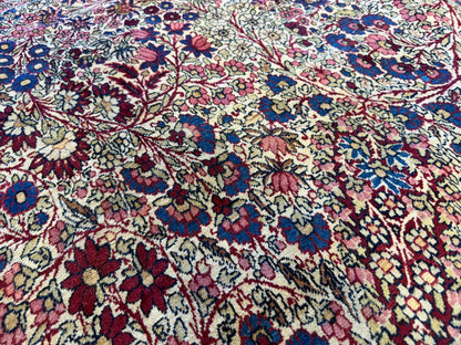 12’11”x21’7” Very Fine Collector Antique Hand-Knotted Signed Persian Kerman Area Rug