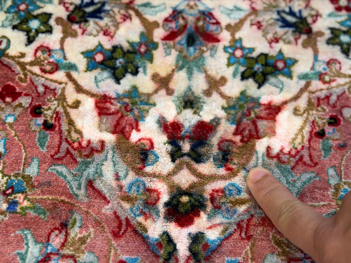 Luxurious Hand-Knotted 100% Silk Persian Qum Rug - 6'5"x9'5"