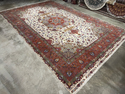 13’x19’10” Very Fine Hand-Knotted 80 Raj Persian Tabriz Rug - Signed
