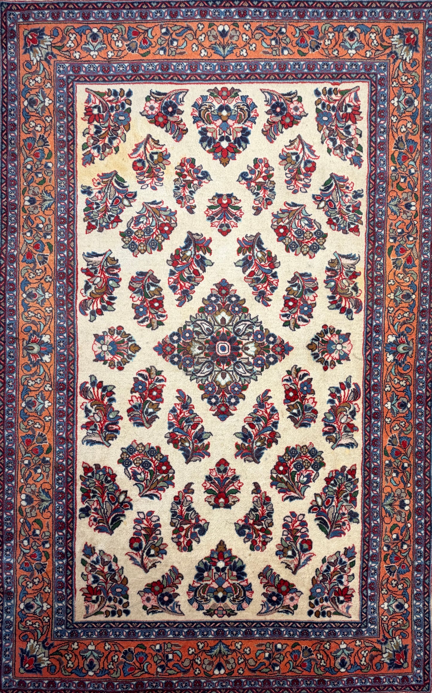 Hand-Knotted Persian Sarouk Rug - 4’3”x6’7”