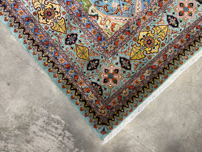 9’10”x13’2” Fine Hand-Knotted Kork Wool Persian Tabriz Rug Handmade All-over Area Carpet