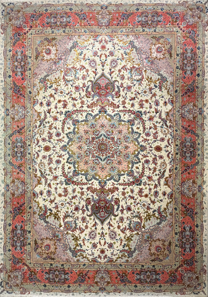 Hand-Knotted 70 Raj Persian Tabriz Rug - Signed - 9’8”x13’9”