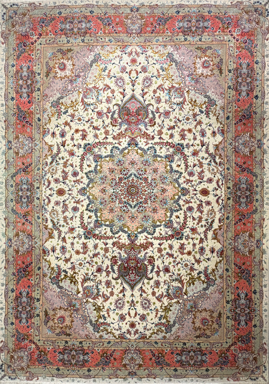 Hand-Knotted 70 Raj Persian Tabriz Rug - Signed - 9’8”x13’9”