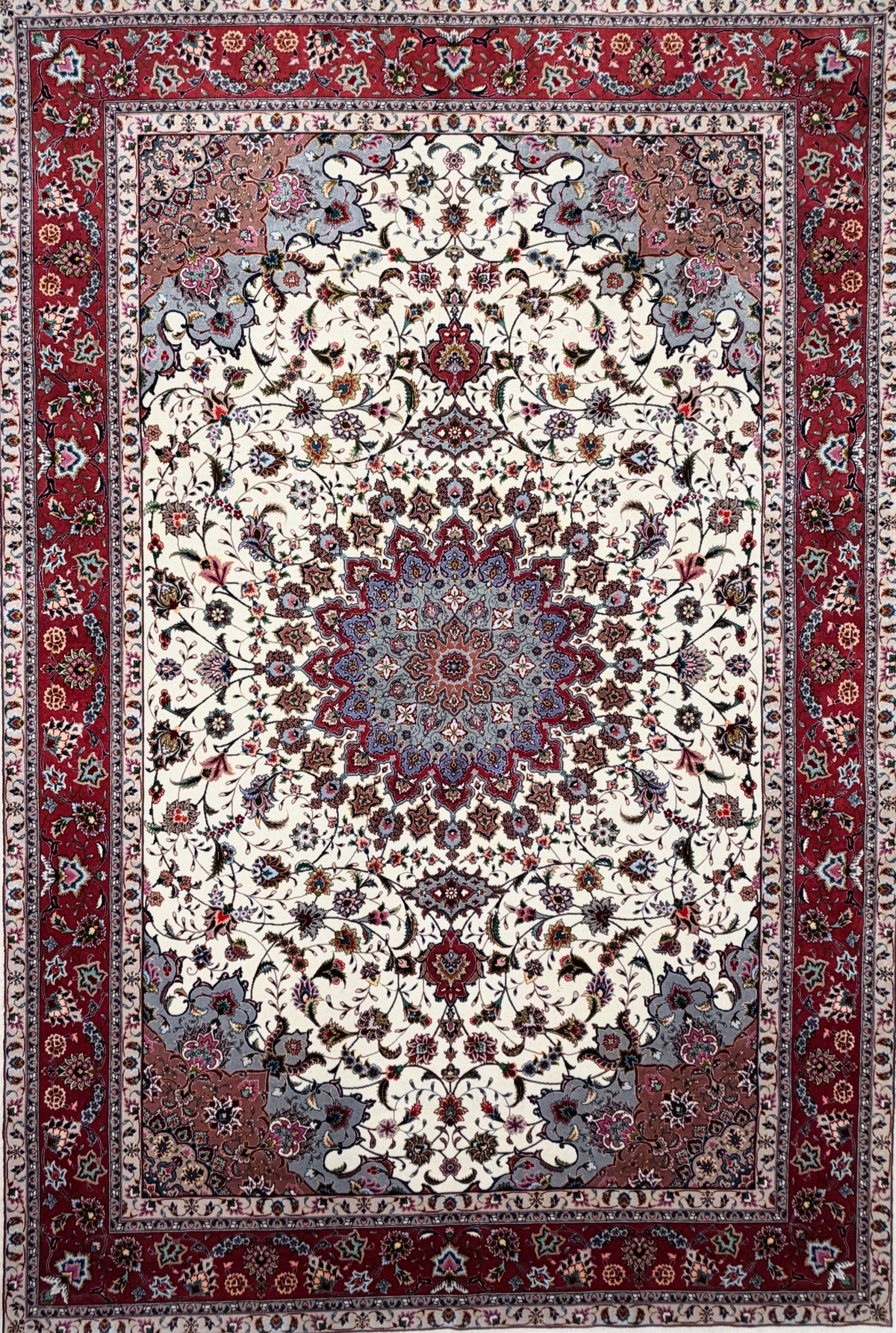Hand-Knotted 50 Raj Persian Tabriz Rug - 6'9"x9'9"