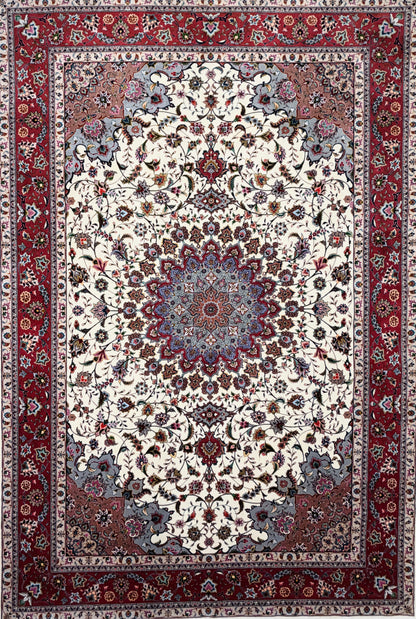 Hand-Knotted 50 Raj Persian Tabriz Rug - 6'9"x9'9"
