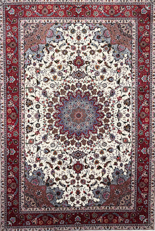 Hand-Knotted 50 Raj Persian Tabriz Rug - 6'9"x9'9"