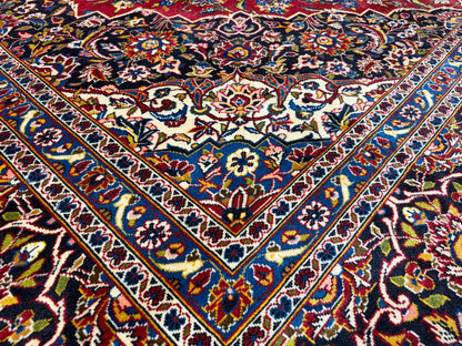 11’4”x16’2” Hand-Knotted Very Fine Kork Wool Persian Kashan Signed Area Rug Handmade