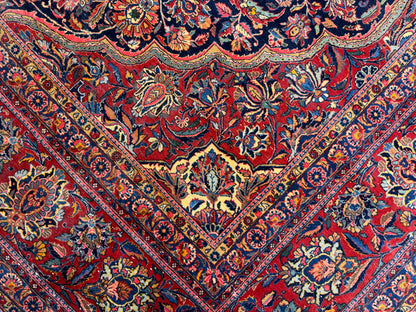 10’x13’7” Very Fine Antique Hand-Knotted Persian Kashan Area Rug