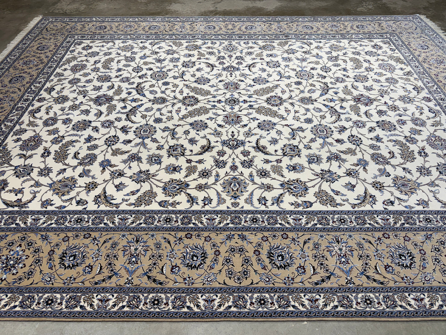 9’10”x12’11” Very Fine Hand-Knotted Persian Nain Signed Area Rug