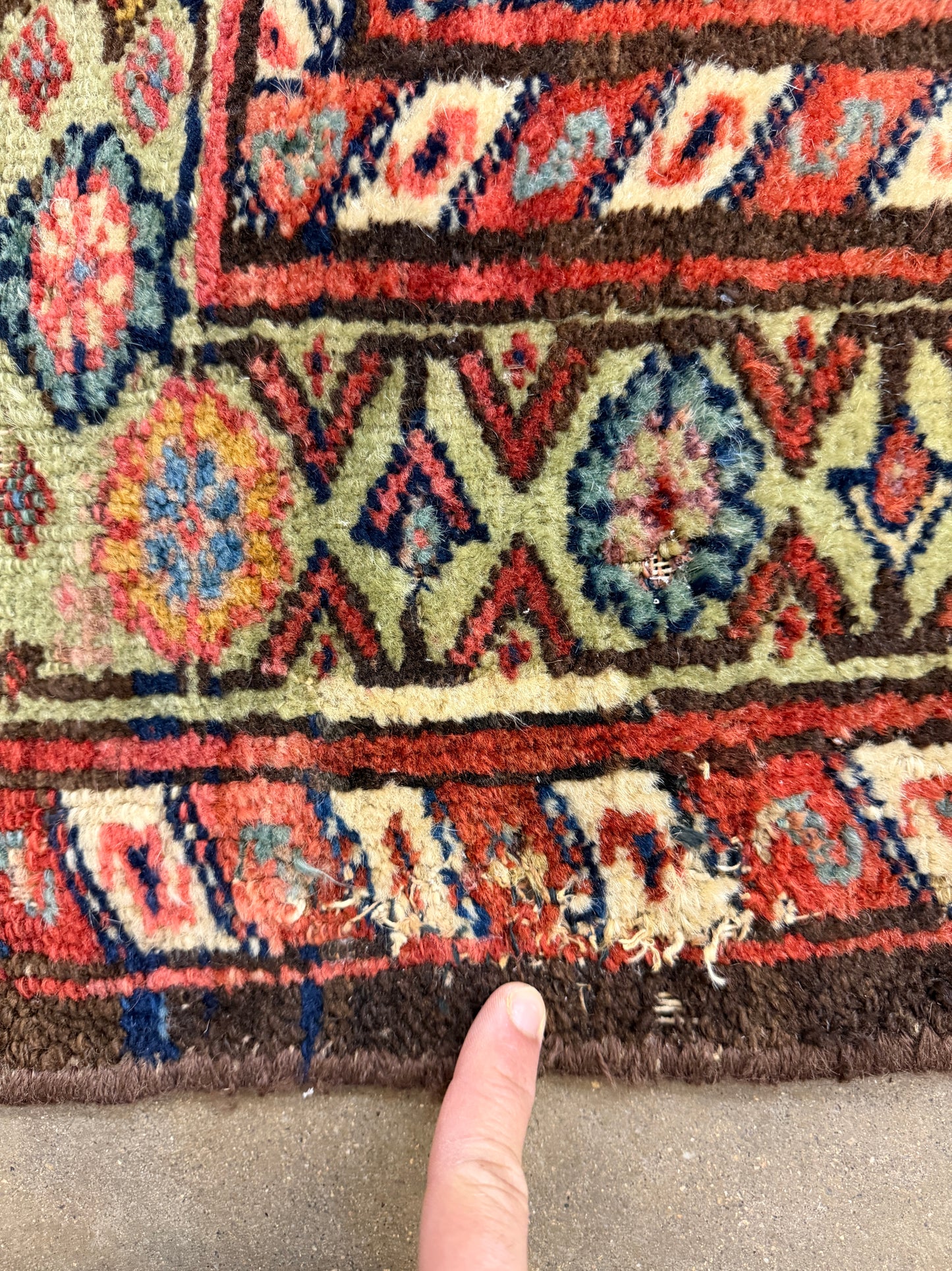 3’x13’9” Antique Hand-Knotted Wool Malayer Persian Runner 3x13 Handmade Blue Green Carpet