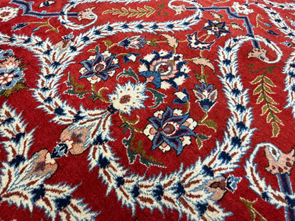 10’2”x14’2” Very Fine Vintage Hand-Knotted Wool Isfahan Persian Rug 10x14 Red All-Over Handmade Carpet