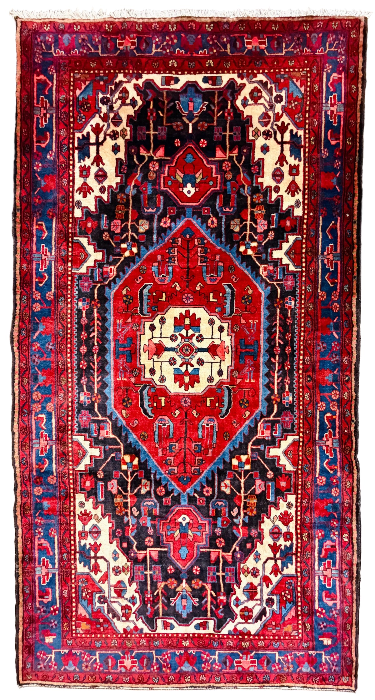 Hand-Knotted Persian Hamadan Rug - 5'8"x10'11"