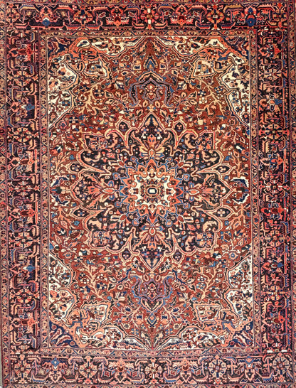 9’1”x11’9” Hand-Knotted Persian Heriz Area Rug