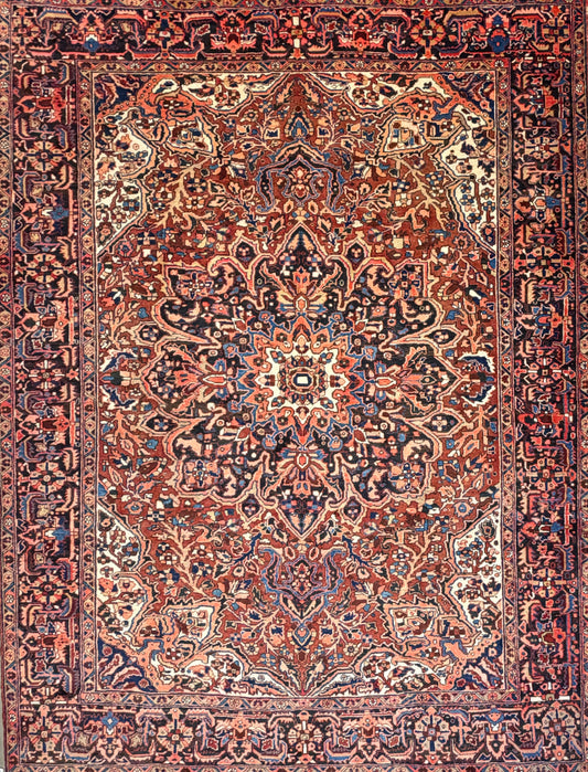 9’1”x11’9” Hand-Knotted Persian Heriz Area Rug