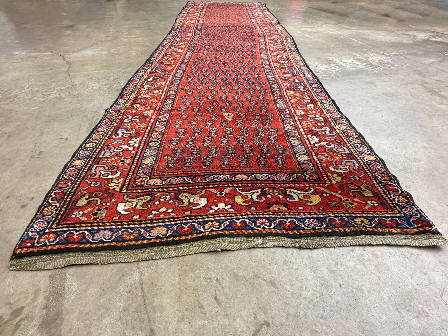 Antique Hand-Knotted Persian Kurdish Runner - 3’4”x13’