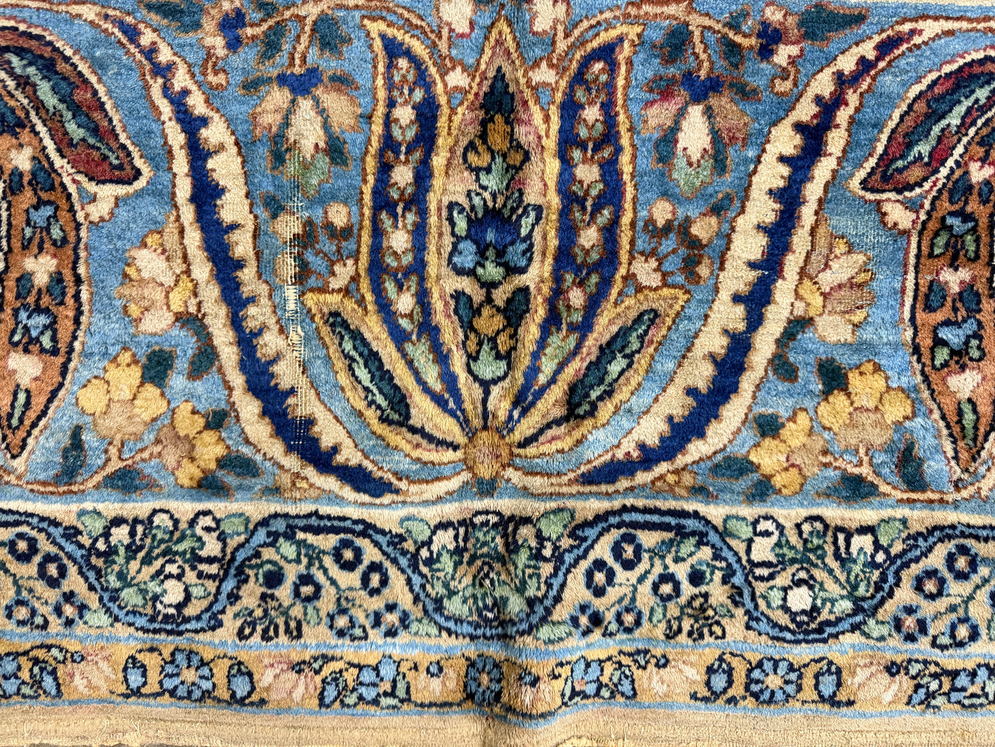 11’x14’10” Antique Hand-Knotted Fine Wool Persian Kerman Area Rug Handmade