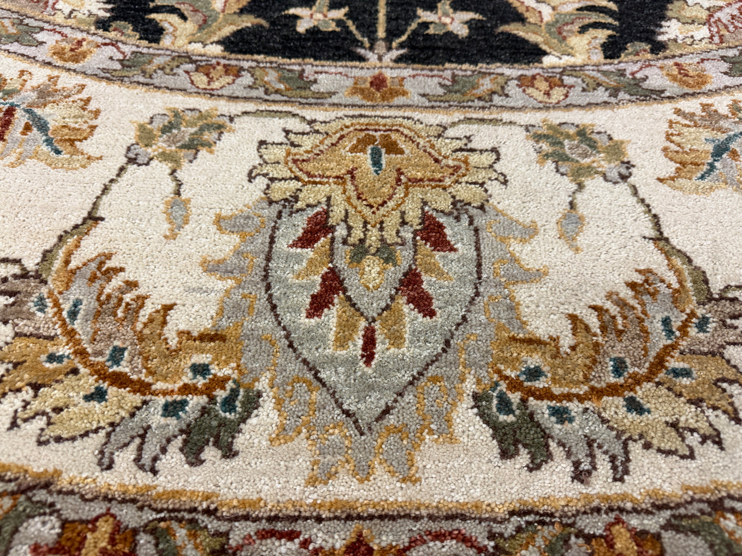 8’ Diameter Hand-Knotted Wool Indian Round Oriental Rug - 8x8 Handmade Carpet