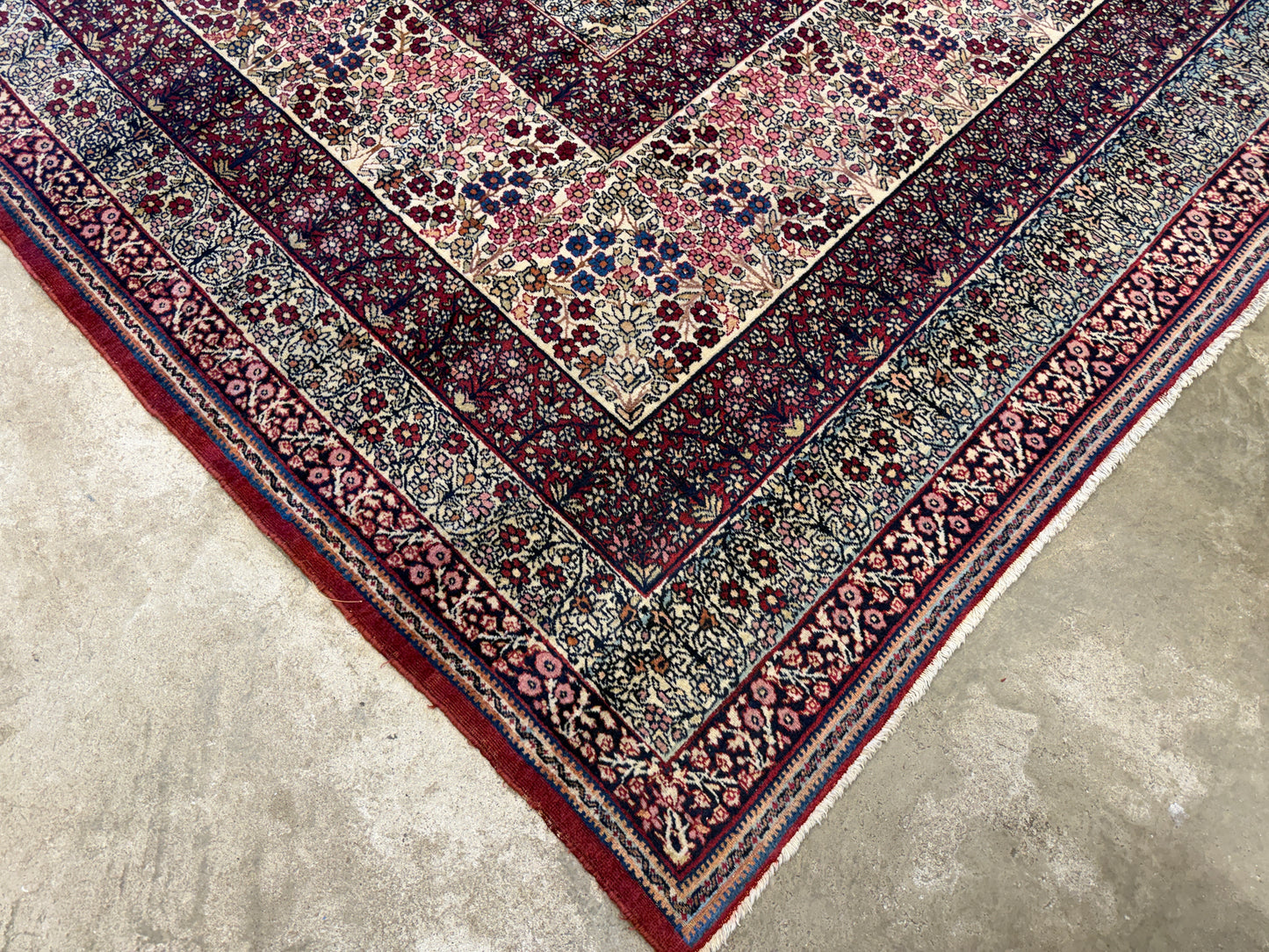 12’11”x21’7” Very Fine Collector Antique Hand-Knotted Signed Persian Kerman Area Rug