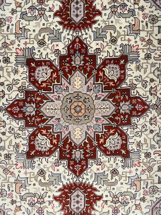 Hand-Knotted 60 Raj Persian Tabriz Rug - 4'10"x6'8"