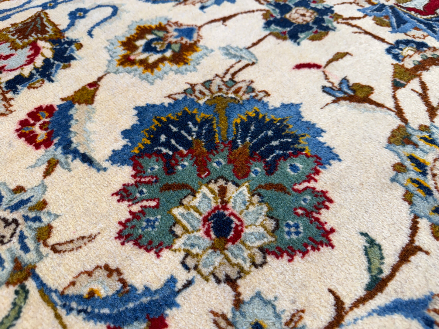 9’9”x13’1” Antique Hand-Knotted Persian Kashan All-over Signed Sanaee Area Rug