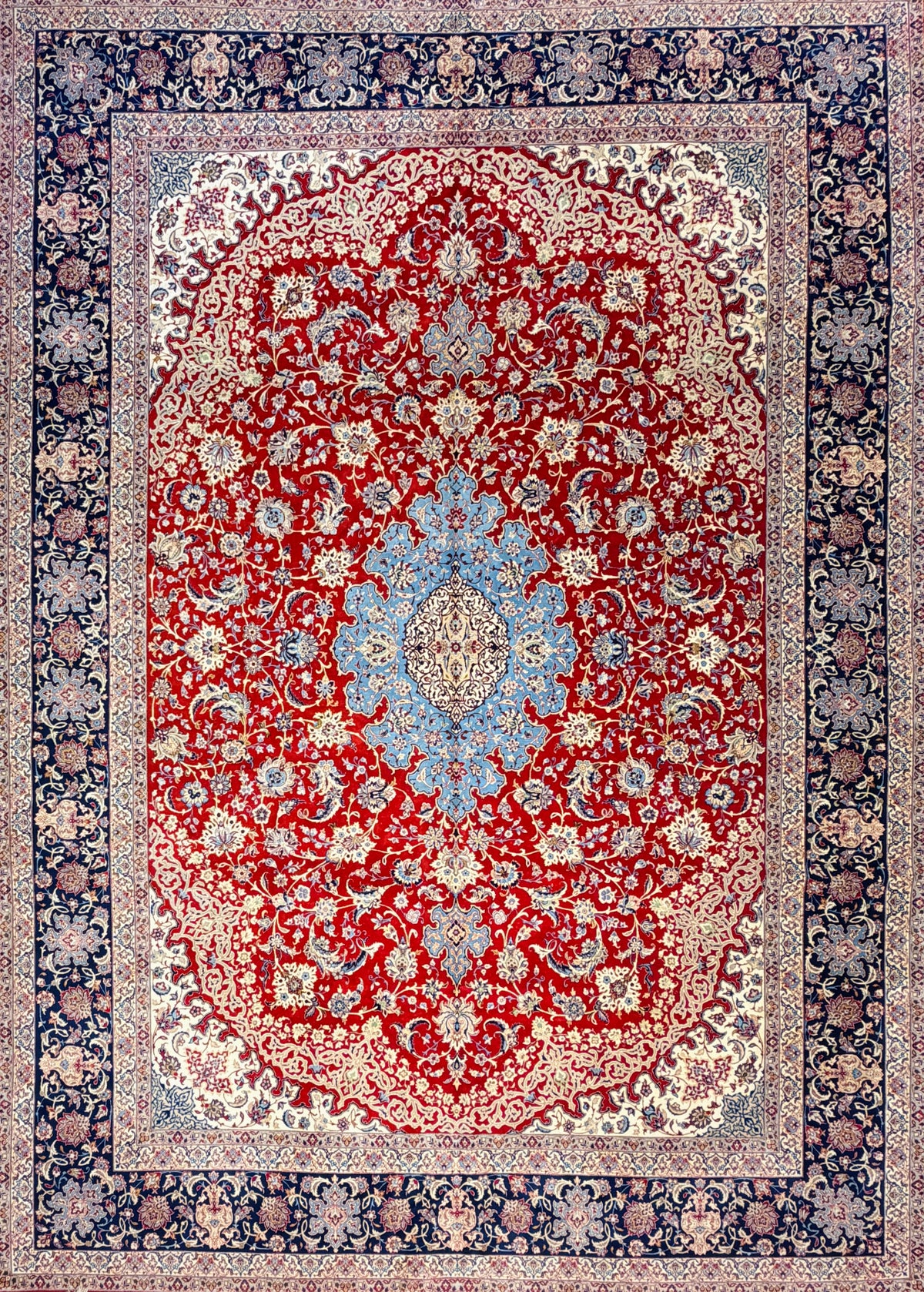 Antique Hand-Knotted Persian Isfahan Rug - Signed Zolfaghari - 8’10”x12’4”