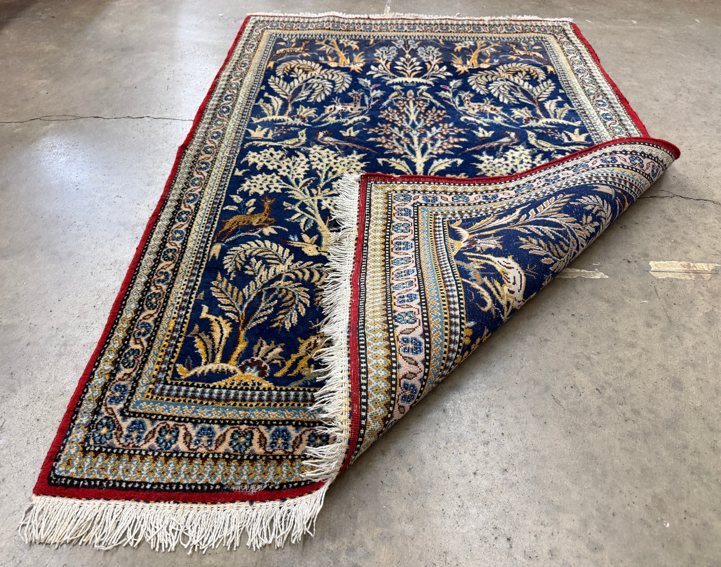 2’9”x4’2” Fine Antique Hand-Knotted Wool Kashan Tree of Life Persian Rug 2x4 Pictorial Handmade Carpet