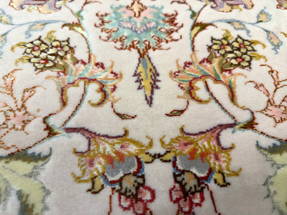 10’ Diameter Very Fine Hand-Knotted Wool & Silk Round Tabriz Persian Rug - 10x10 Handmade Carpet