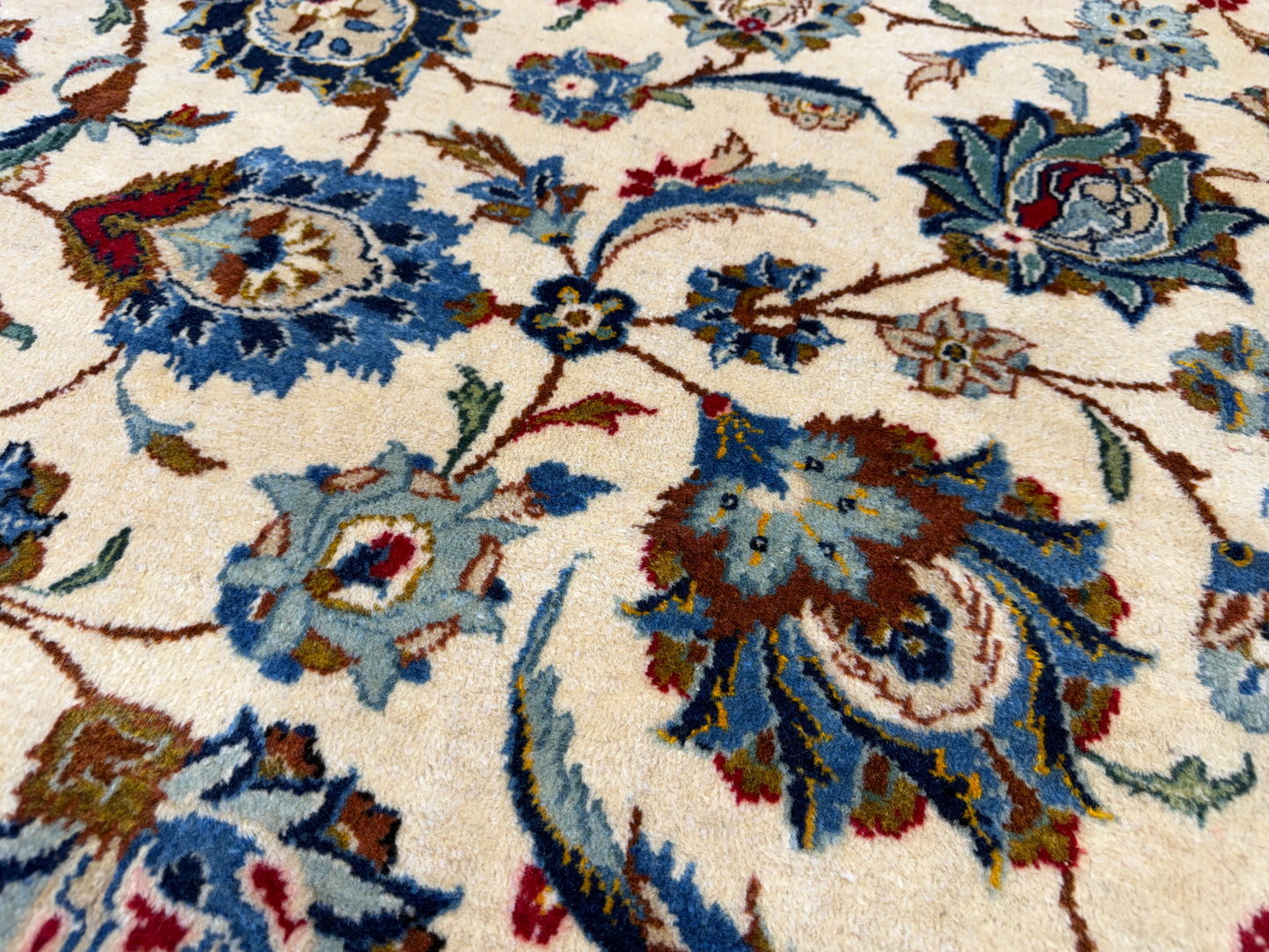 9’9”x13’1” Antique Hand-Knotted Persian Kashan All-over Signed Sanaee Area Rug