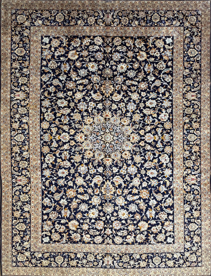 9’8”x12’5” Hand-Knotted Fine Wool Persian Kashan Signed Area Rug