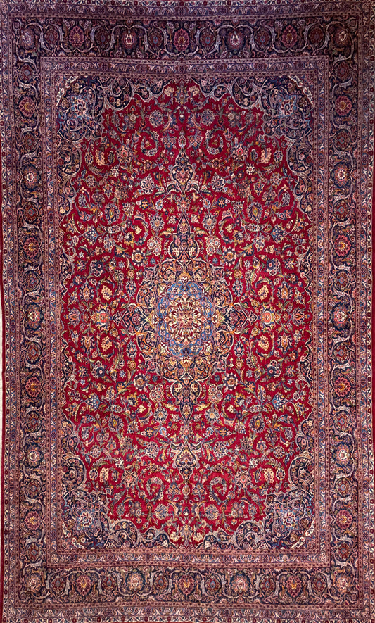 Antique Hand-Knotted Persian Kashan Rug - 10’4”x17’6”