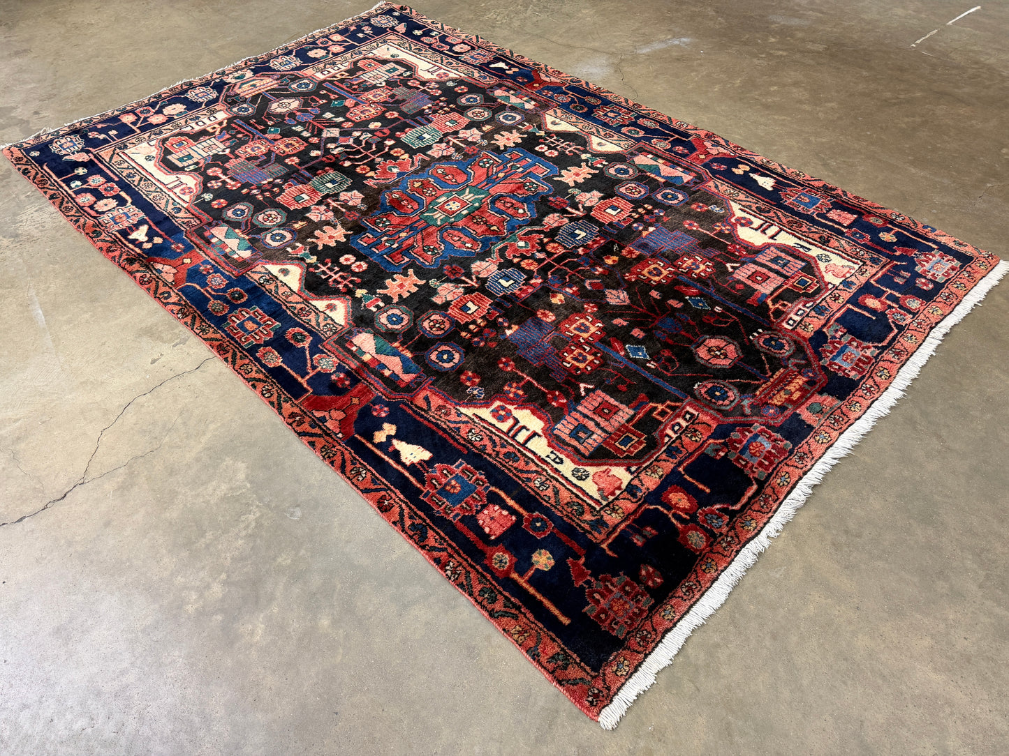 5’6”x8’6” Vintage Hand-Knotted Wool Nahavand Persian Rug 5x8 Handmade Tribal Carpet