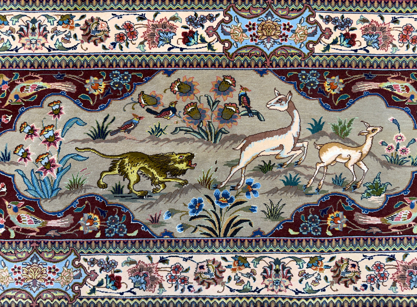 11’7”x17’2” Very Fine Hand-Knotted Signed Persian Tabriz Pictorial Area Rug