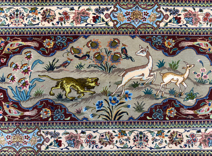 11’7”x17’2” Very Fine Hand-Knotted Signed Persian Tabriz Pictorial Area Rug