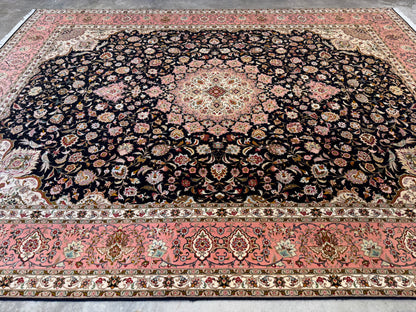 Hand-Knotted 50 Raj Persian Tabriz Rug - 9’11”x12’11”