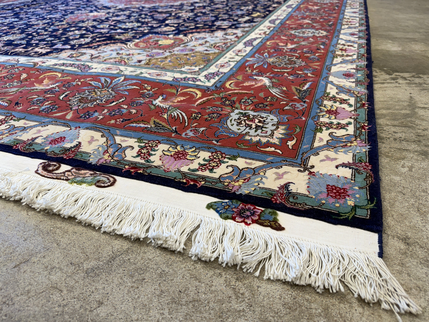 10’x13’7” Very Fine Hand-Knotted Signed Persian Tabriz Area Rug