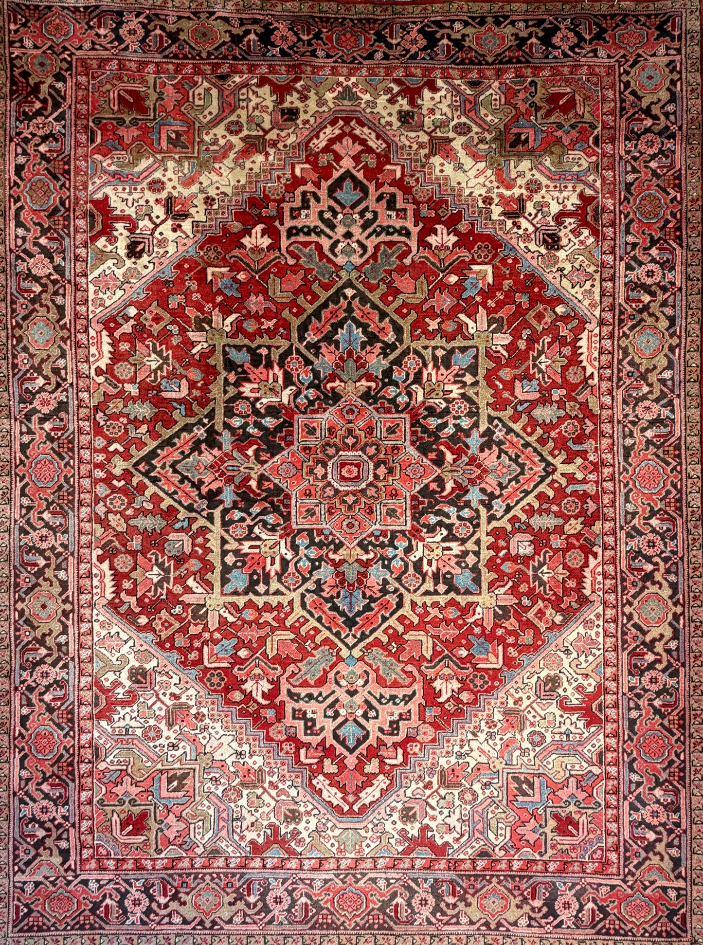8’3”x11” Hand-Knotted Persian Heriz Wool Area Rug