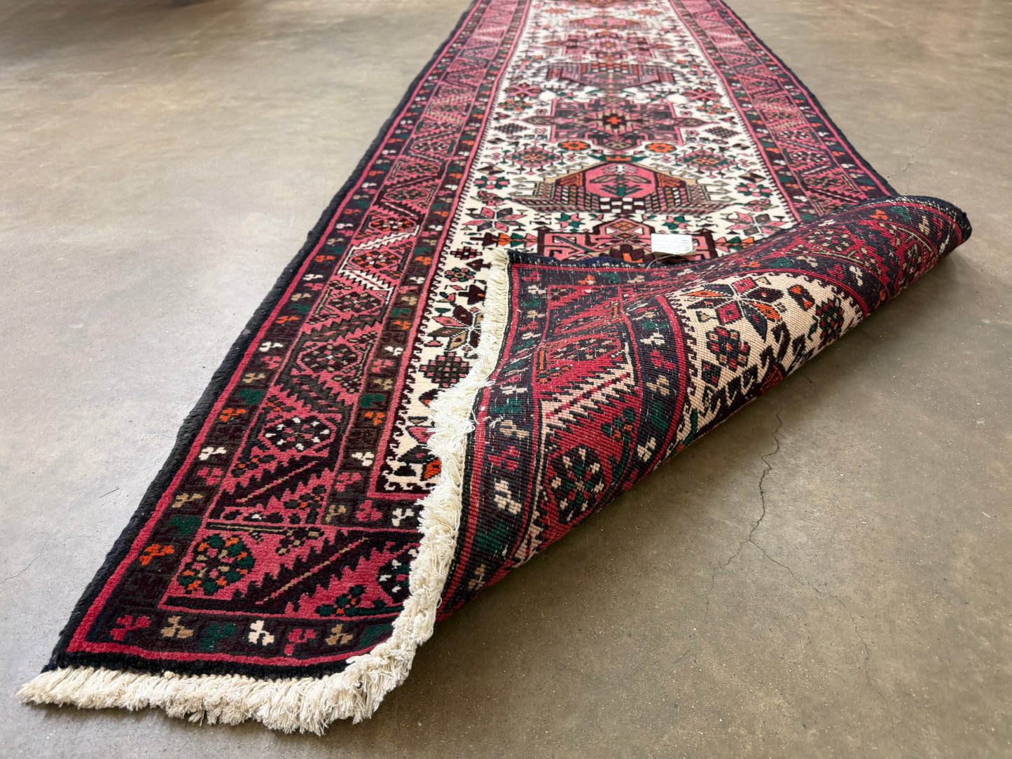 3’1”x18’4” Hand-Knotted Wool Heriz Persian Runner 3x18 Handmade Pink Rug