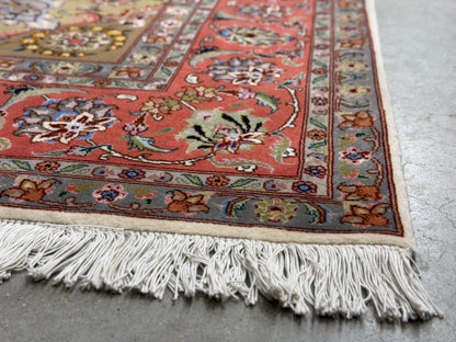 Hand-Knotted 60 Raj Persian Tabriz Rug - 6'9"x8'1"