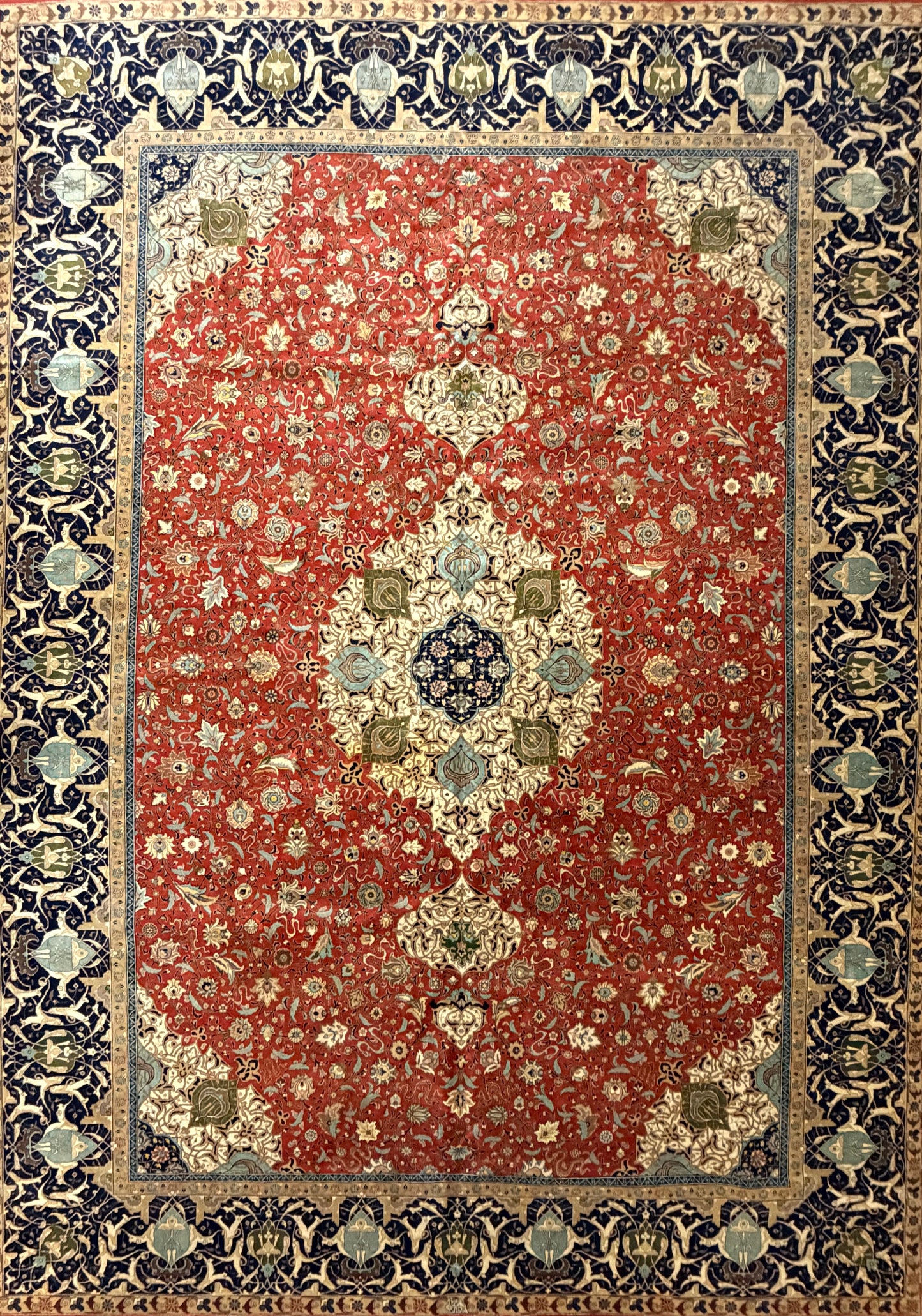 11’x15’ Antique Rust Hand-Knotted Very Fine Kork Wool Persian Tabriz Signed Javan Amirkhizi Area Rug Handmade