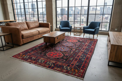 Antique Hand-Knotted Kazak Rug - 4'7"x6'5"