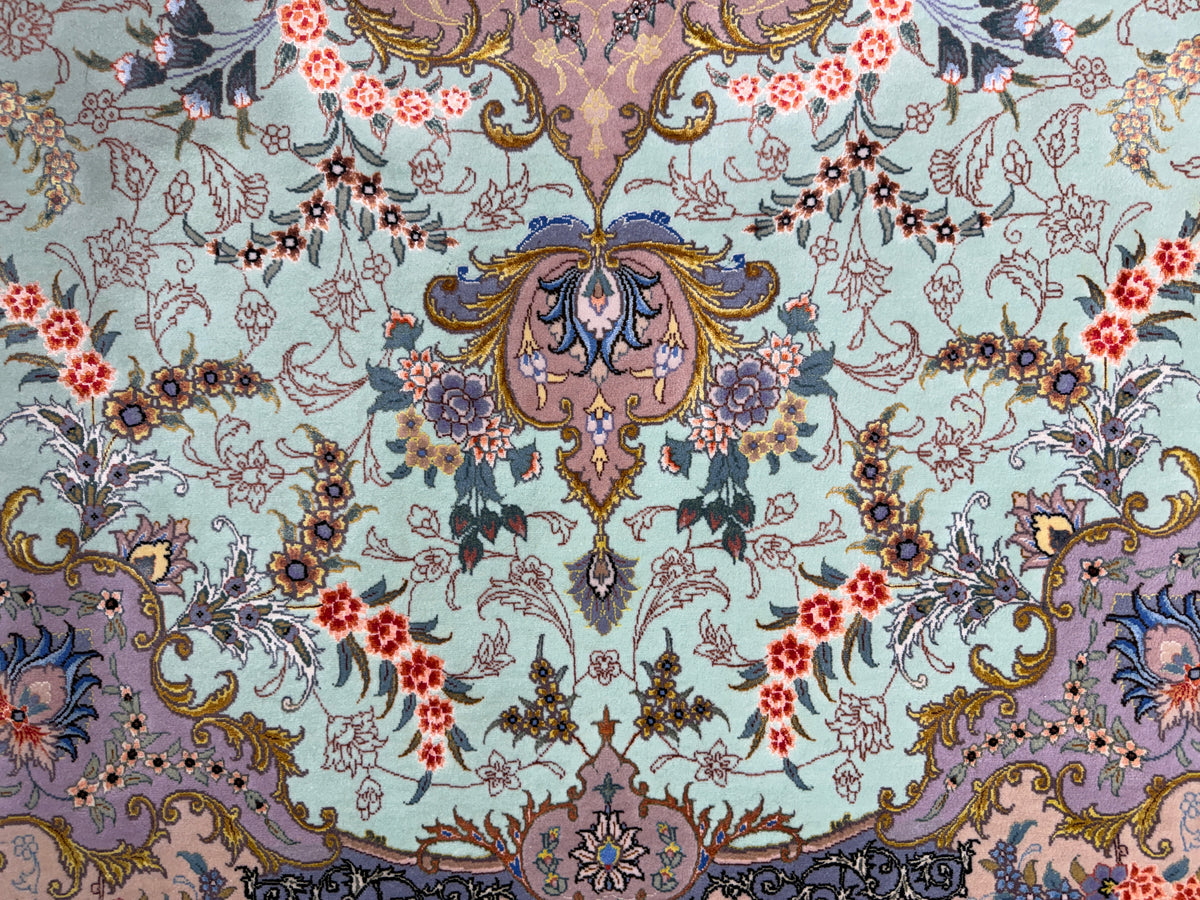 Hand-Knotted 80 Raj Persian Tabriz Rug - 4'10"x7'