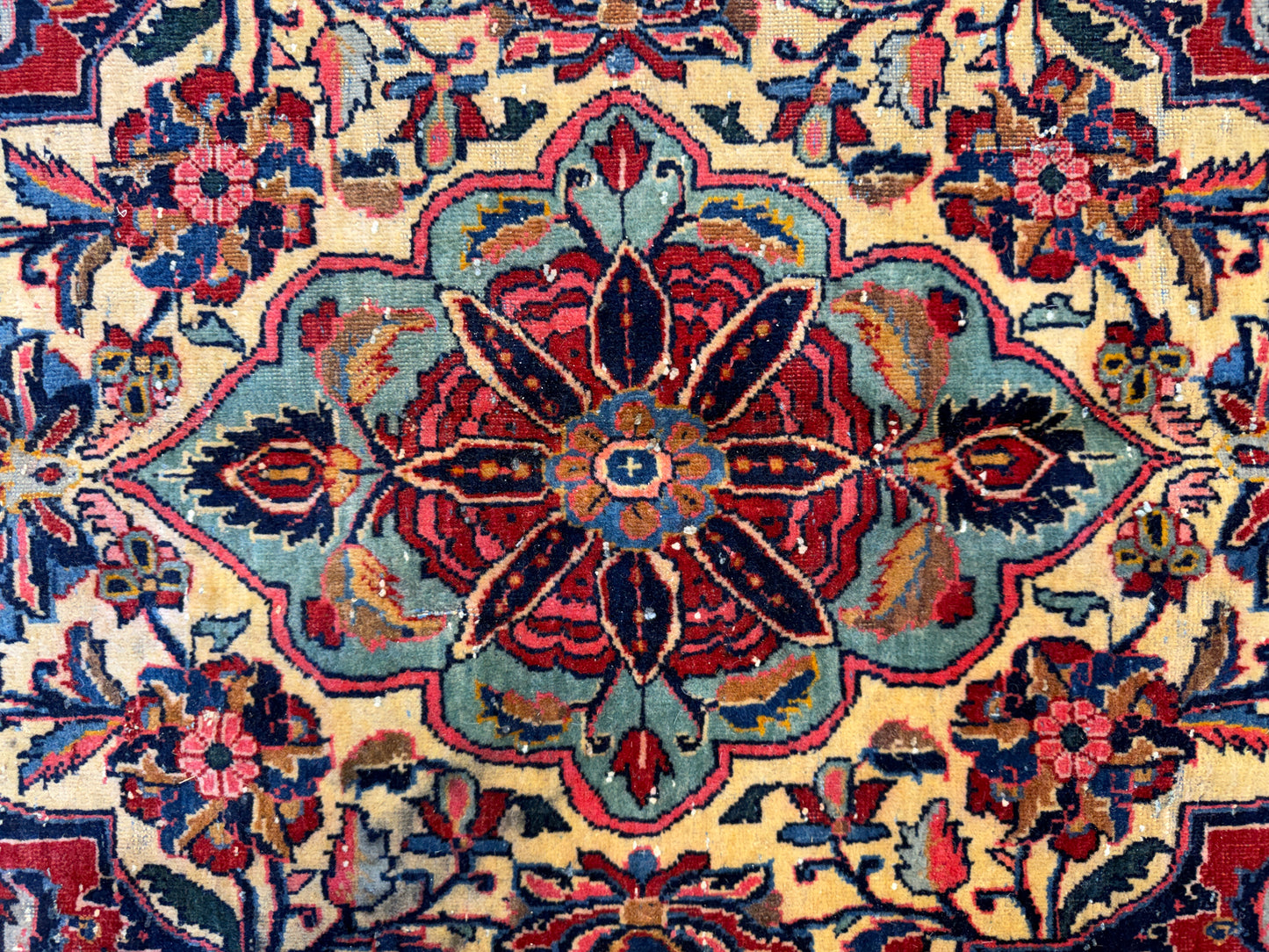 10’x13’7” Very Fine Antique Hand-Knotted Persian Kashan Area Rug